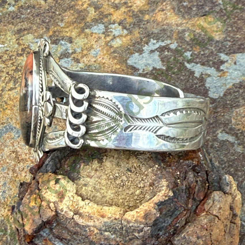Antique Navajo Petrified Wood Sterling Silver Cuff Bracelet bracelet