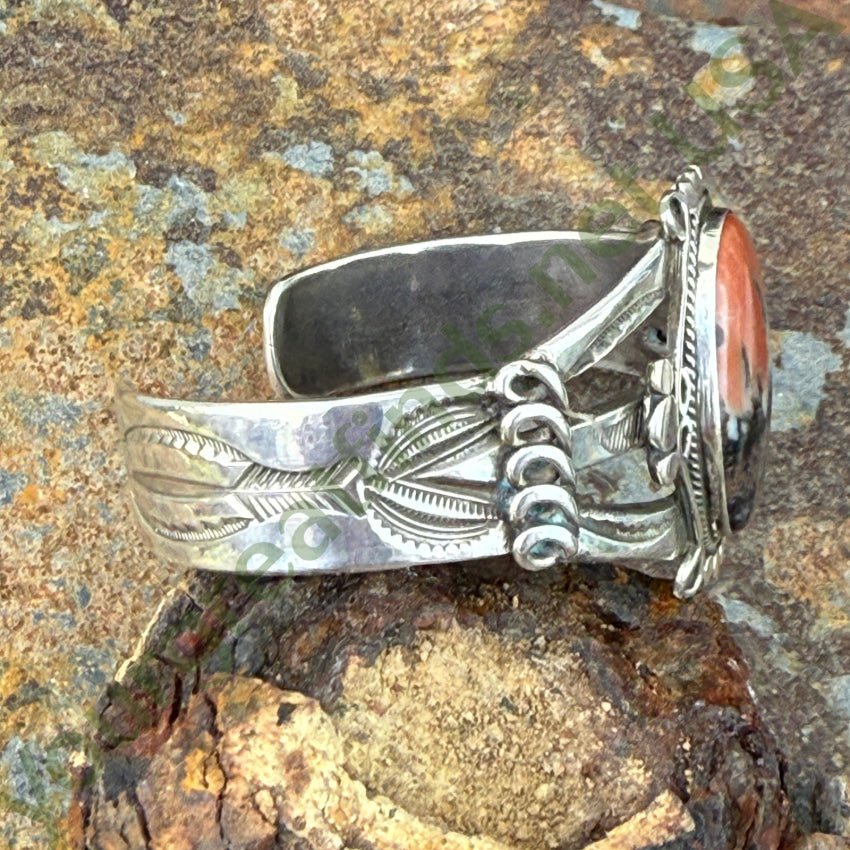 Antique Navajo Petrified Wood Sterling Silver Cuff Bracelet bracelet
