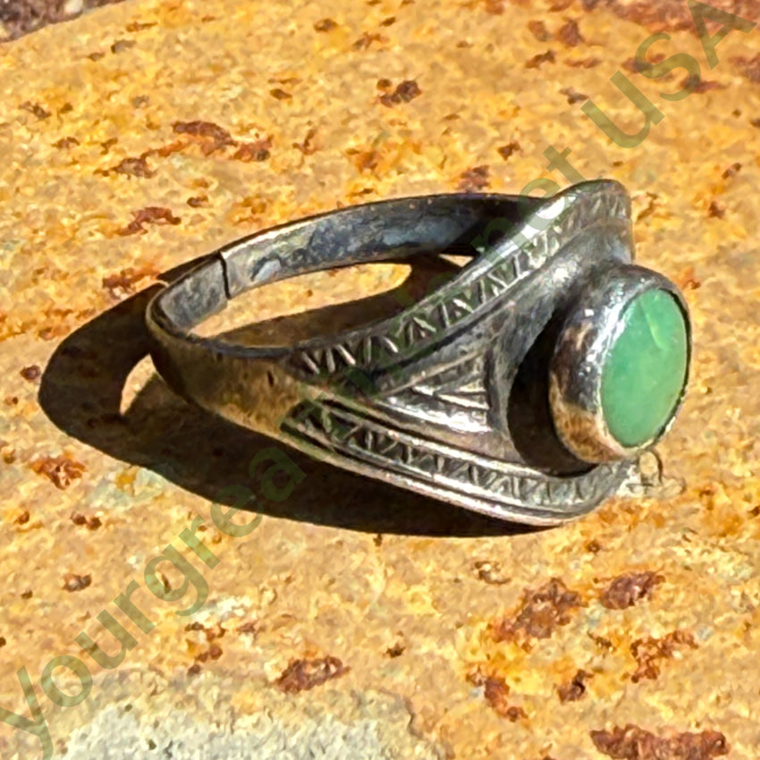 Antique Navajo Sterling Silver & Turquoise Baby Ring Size 2 1/4 Ring