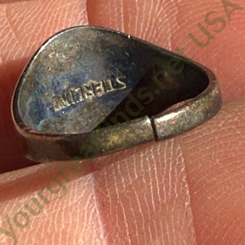 Antique Navajo Sterling Silver & Turquoise Baby Ring Size 2 1/4 Ring