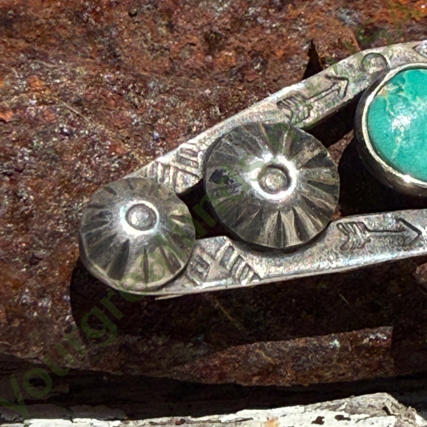 Antique Navajo Sterling Silver & Turquoise Bar Pin bar pin