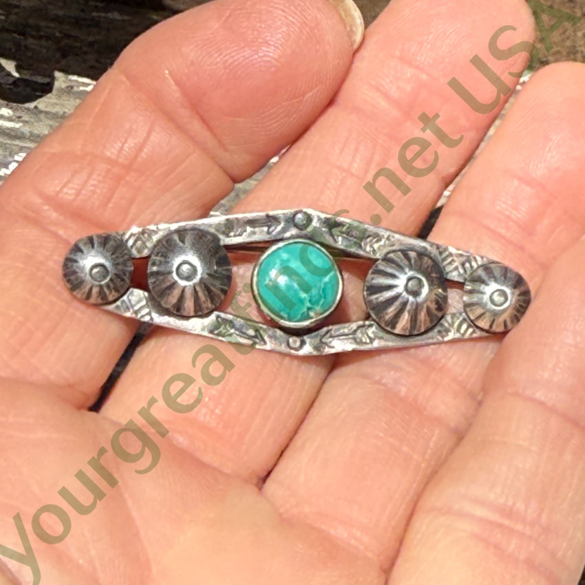 Antique Navajo Sterling Silver & Turquoise Bar Pin bar pin