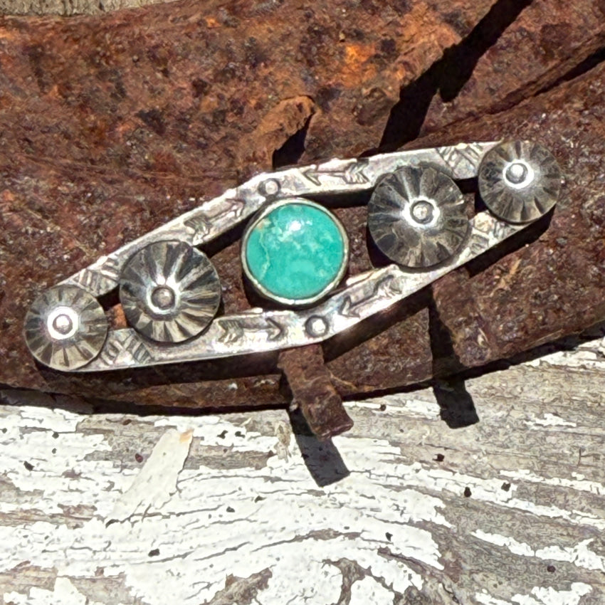 Antique Navajo Sterling Silver & Turquoise Bar Pin bar pin
