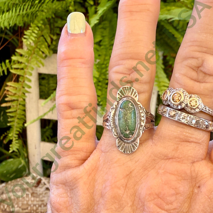 Antique Navajo Sterling Silver Turquoise Ring Fred Harvey ring