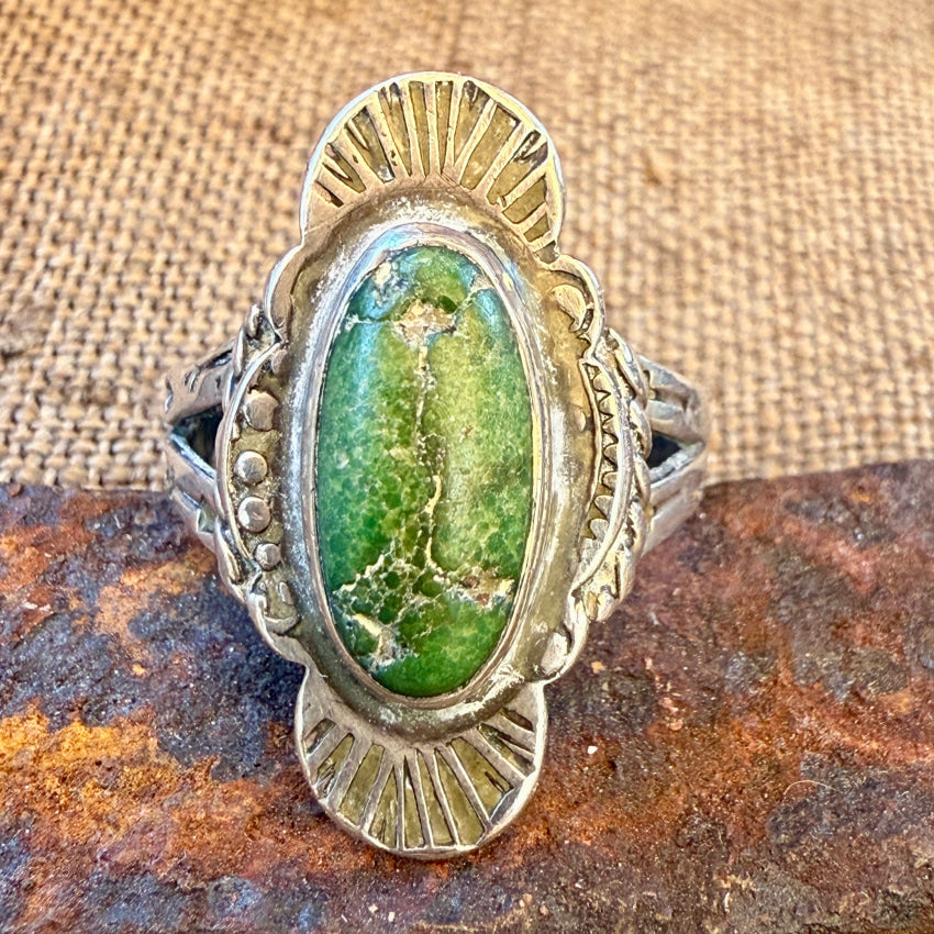 Antique Navajo Sterling Silver Turquoise Ring Fred Harvey ring