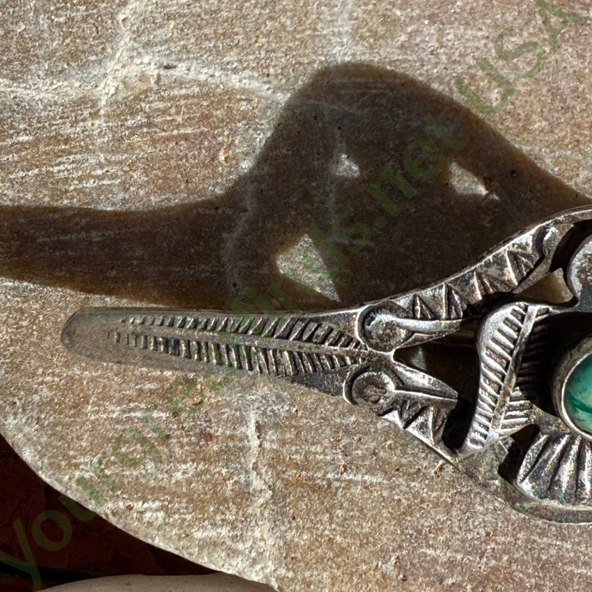Antique Navajo Sterling Silver & Turquoise Thunderbird Bar Pin bar pin