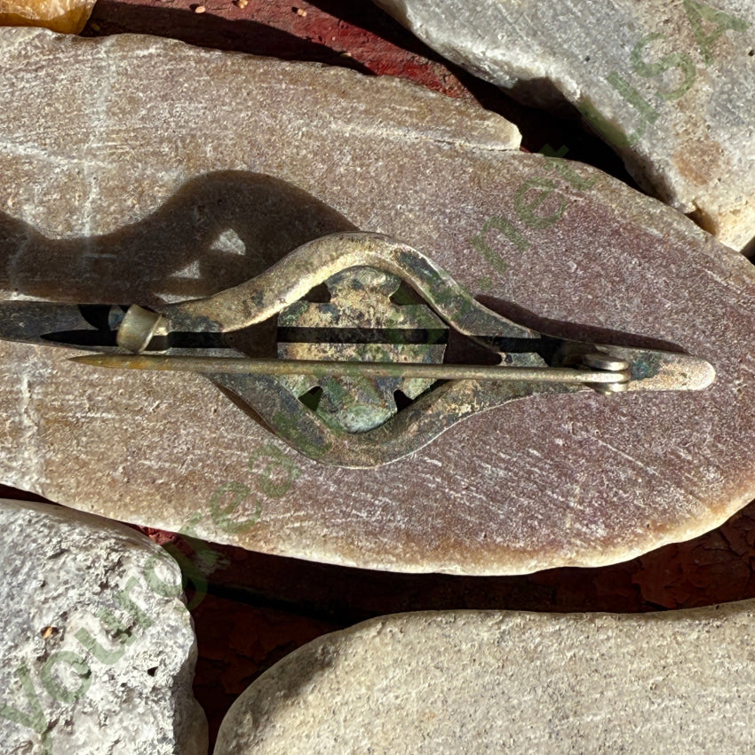 Antique Navajo Sterling Silver & Turquoise Thunderbird Bar Pin bar pin