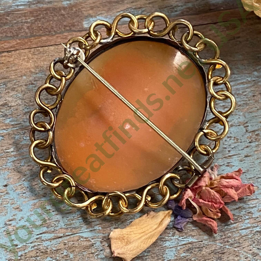 Antique Pinchbeck Carved Shell Left Facing Cameo Brooch