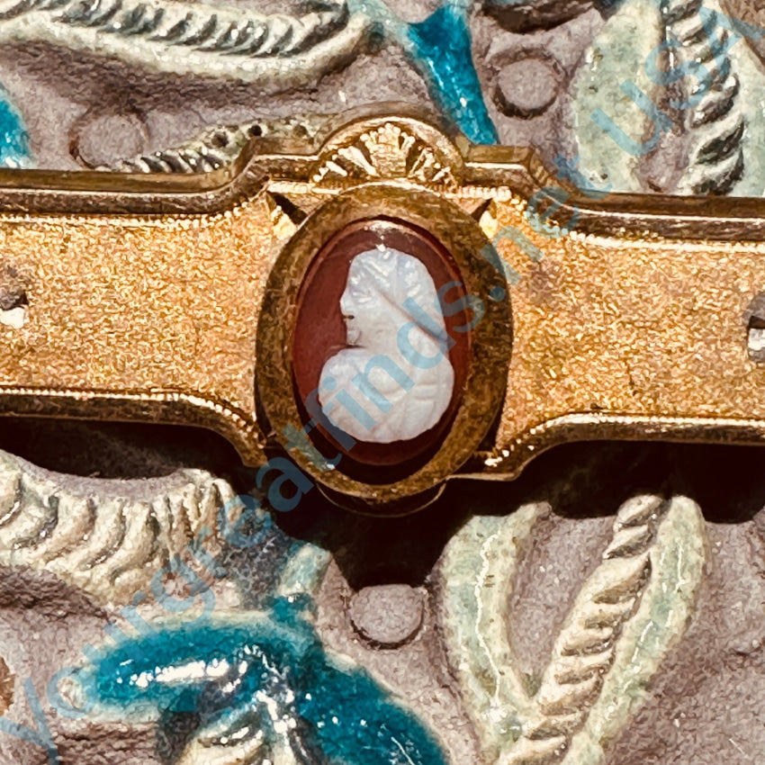 Antique Pinchbeck Sadronyx Carved Cameo Victorian Bar Pin