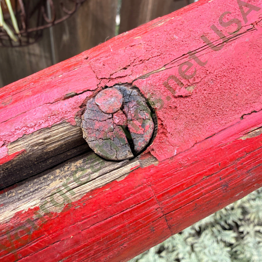 Antique Primitive Wooden Mallet in Old Red & Black Paint antique mallet