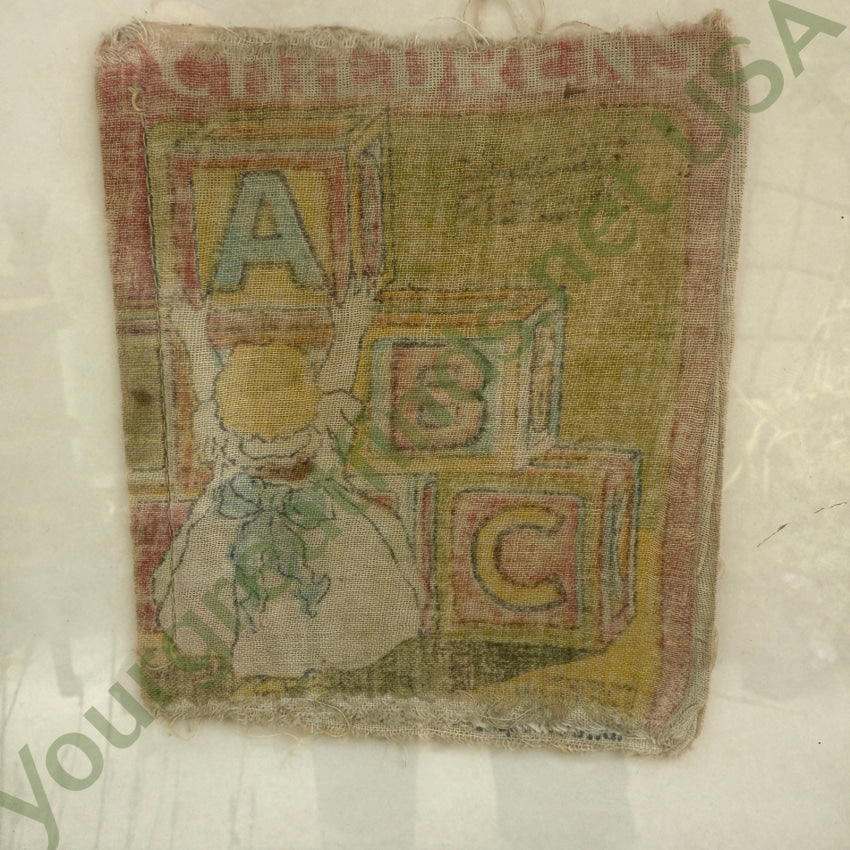 Antique Printed Muslin Child’s Alphabet Book Framed