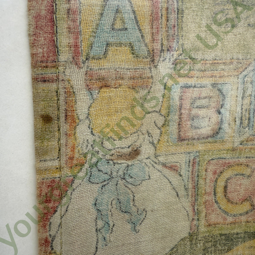Antique Printed Muslin Child’s Alphabet Book Framed