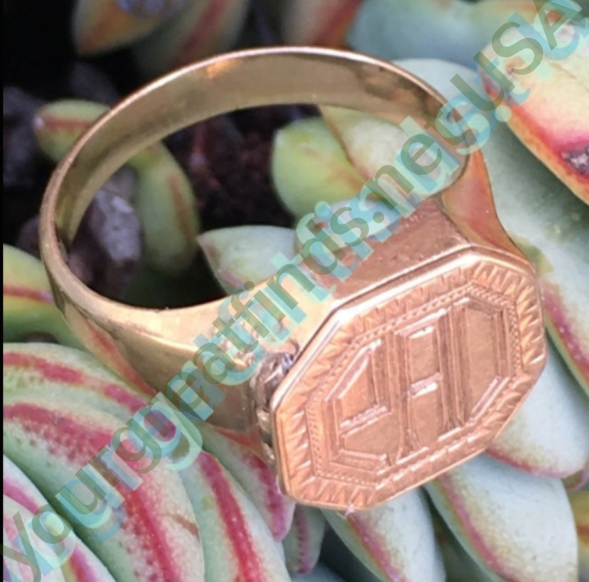 Antique Rose Gold Vinaigrette Poison Signet Ring 10K Ring