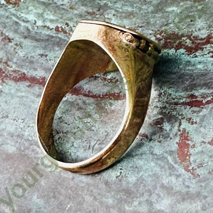 Antique Rose Gold Vinaigrette Poison Signet Ring 10K Ring