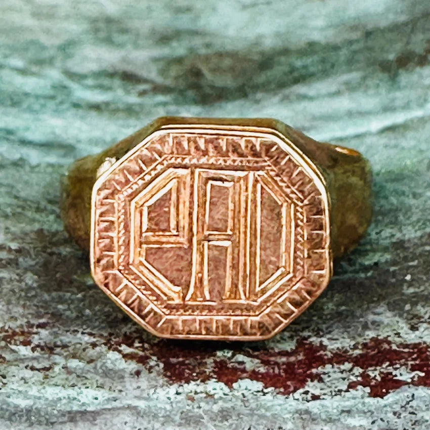 Antique Rose Gold Vinaigrette Poison Signet Ring 10K Ring