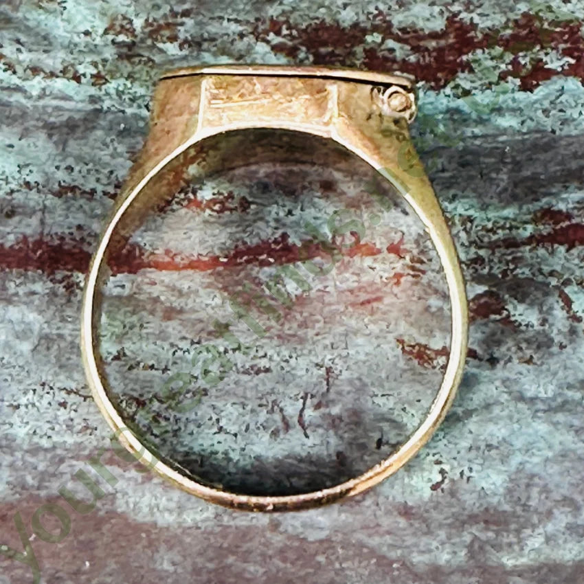 Antique Rose Gold Vinaigrette Poison Signet Ring 10K Ring