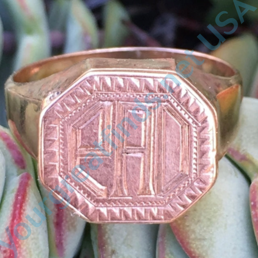 Antique Rose Gold Vinaigrette Poison Signet Ring 10K Ring