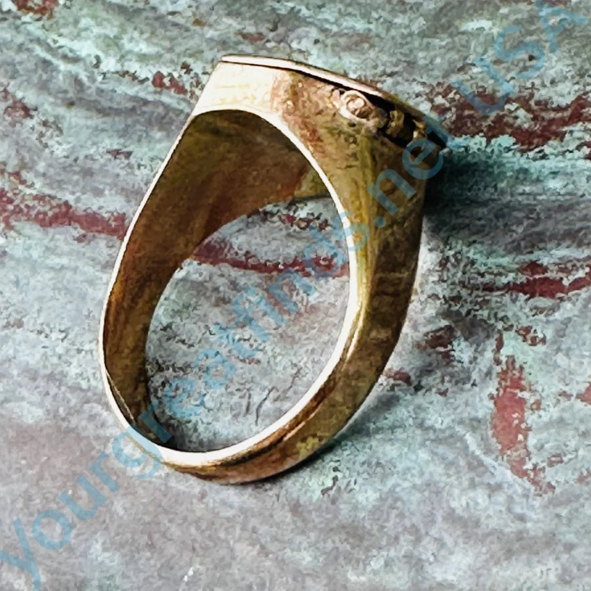 Antique Rose Gold Vinaigrette Poison Signet Ring 10K Ring