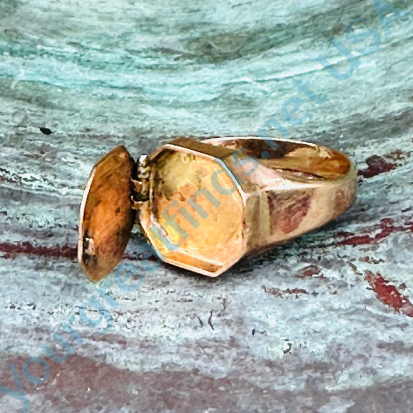 Antique Rose Gold Vinaigrette Poison Signet Ring 10K Ring