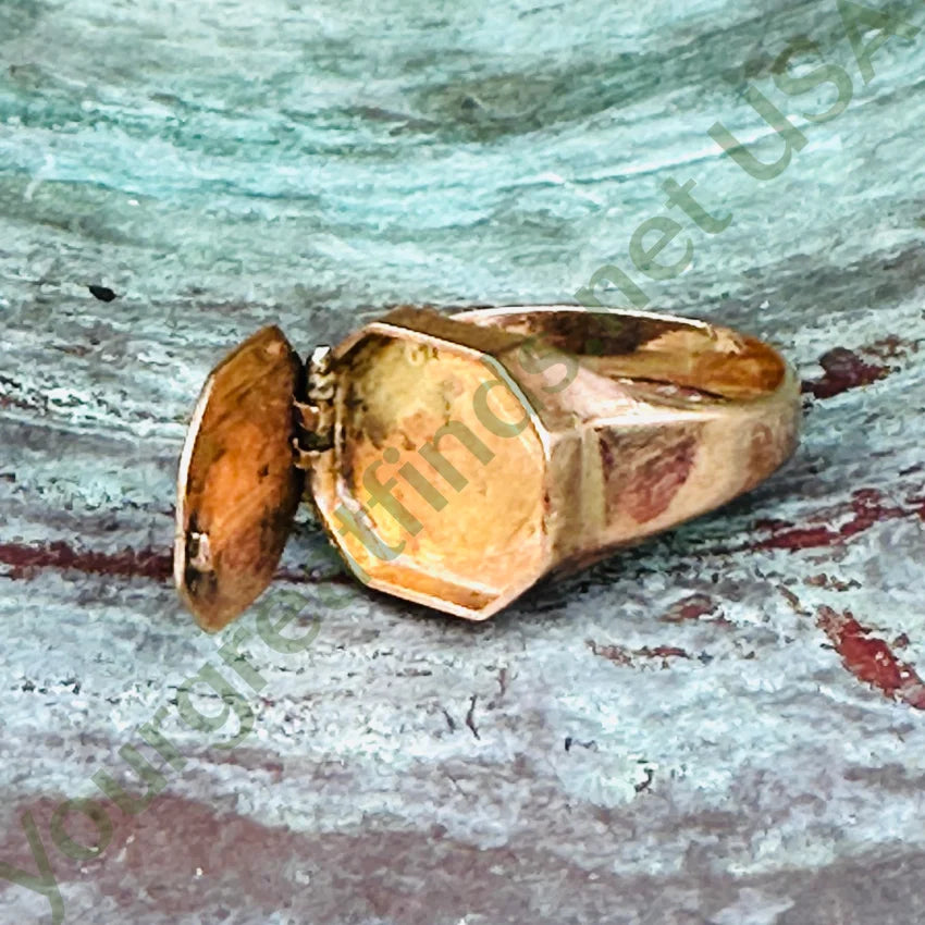 Antique Rose Gold Vinaigrette Poison Signet Ring 10K Ring