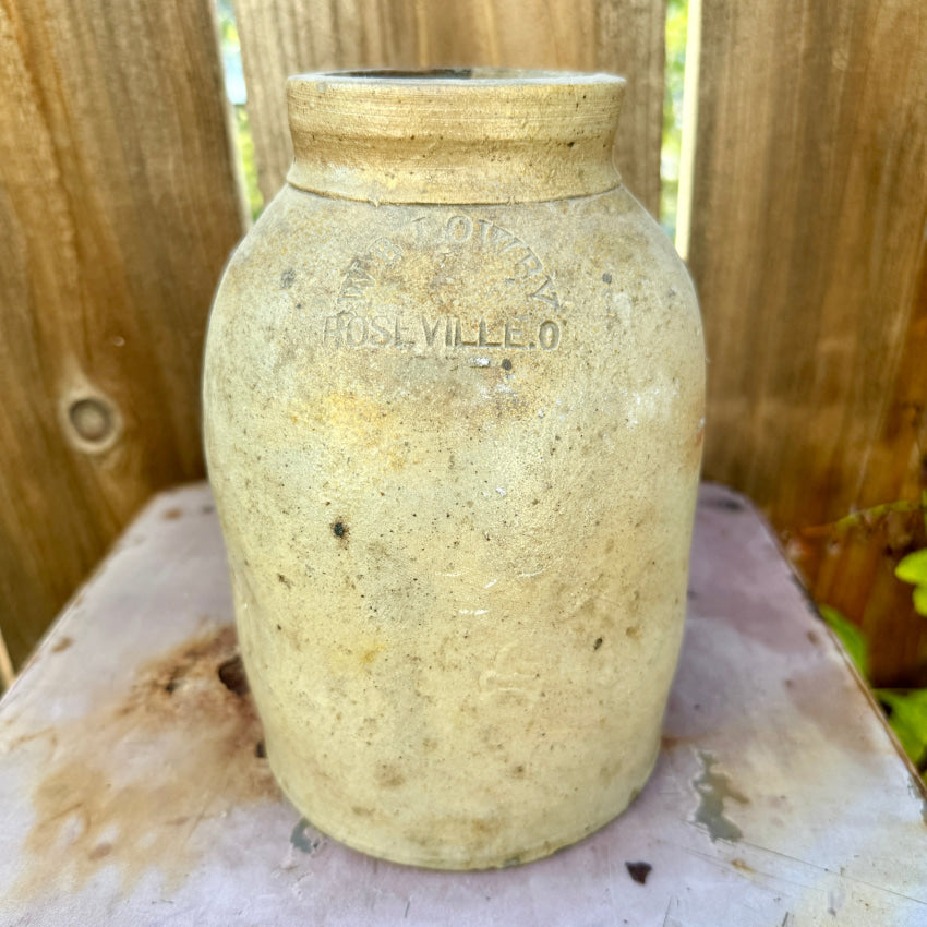Antique Salt Glazed Stoneware Canning Crock WB Lowry antique crock