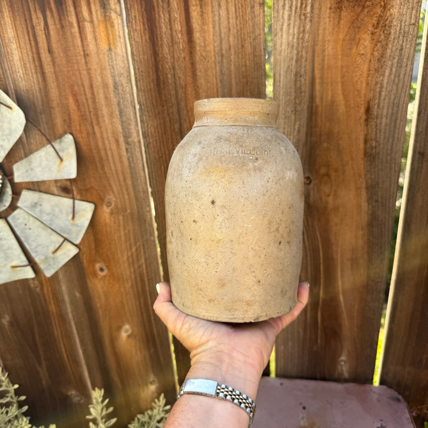 Antique Salt Glazed Stoneware Canning Crock WB Lowry antique crock