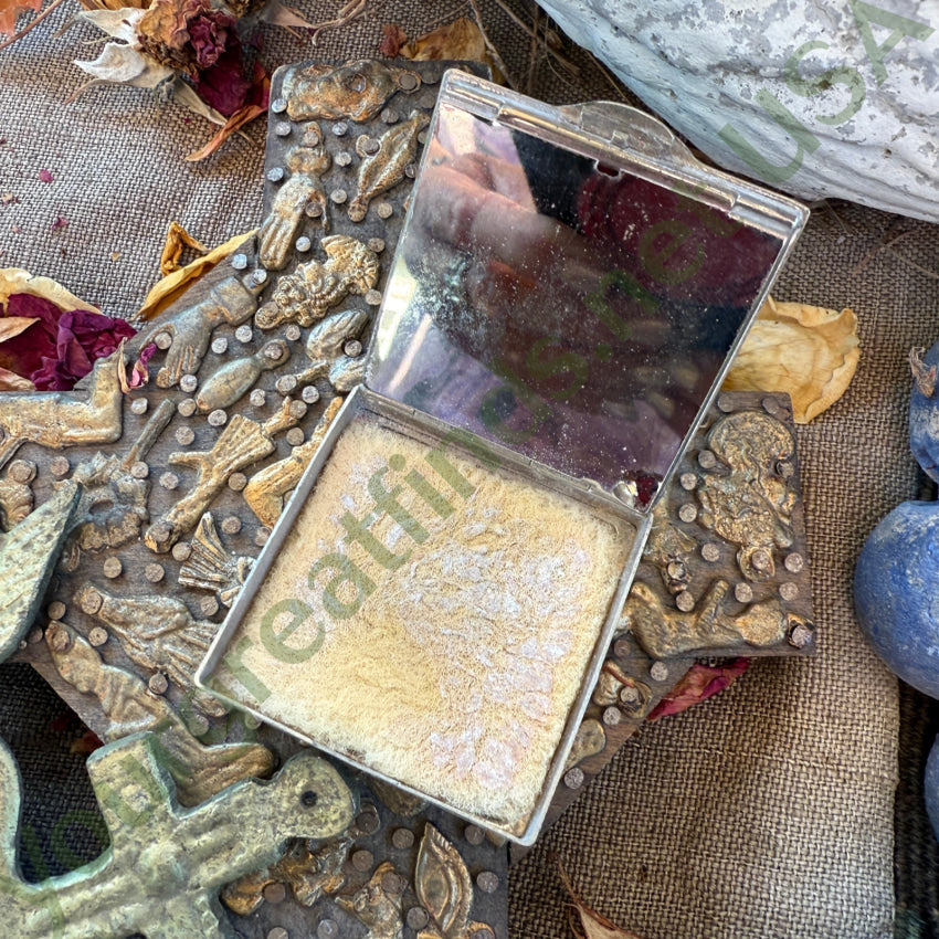 Antique SIlver Guilloche Enamel Compact compact