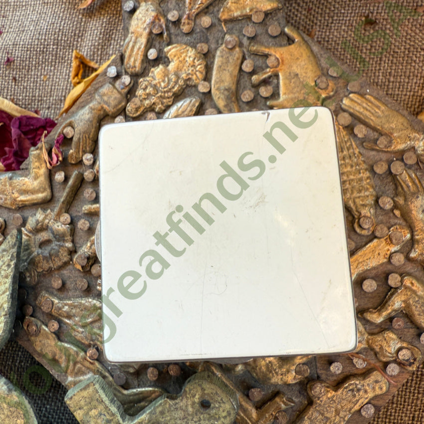 Antique SIlver Guilloche Enamel Compact compact