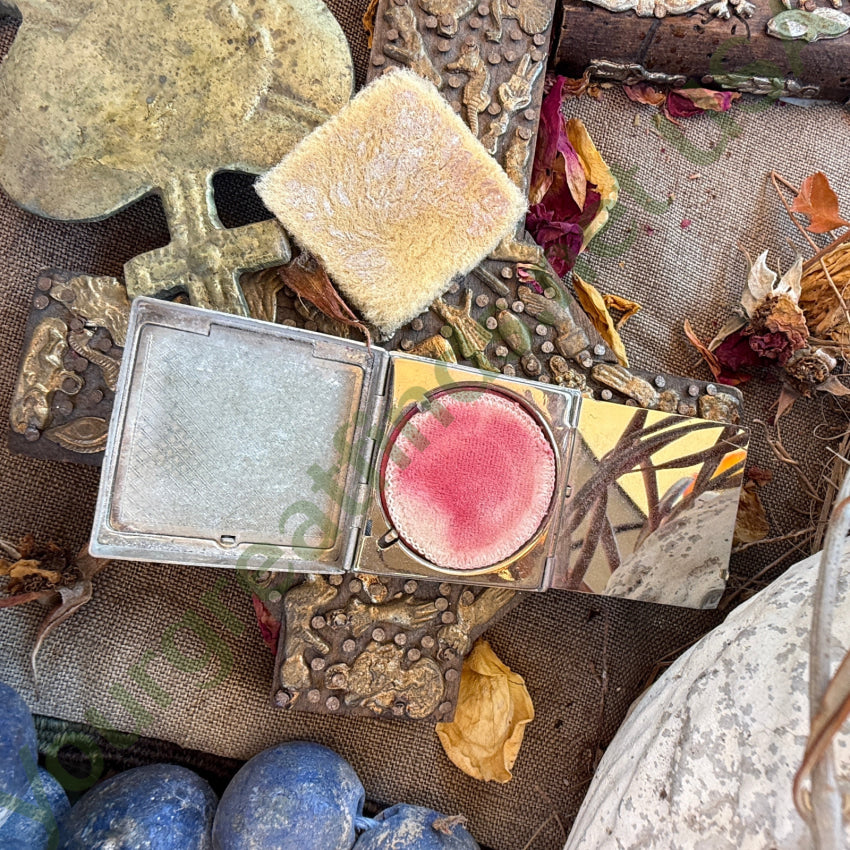 Antique SIlver Guilloche Enamel Compact compact