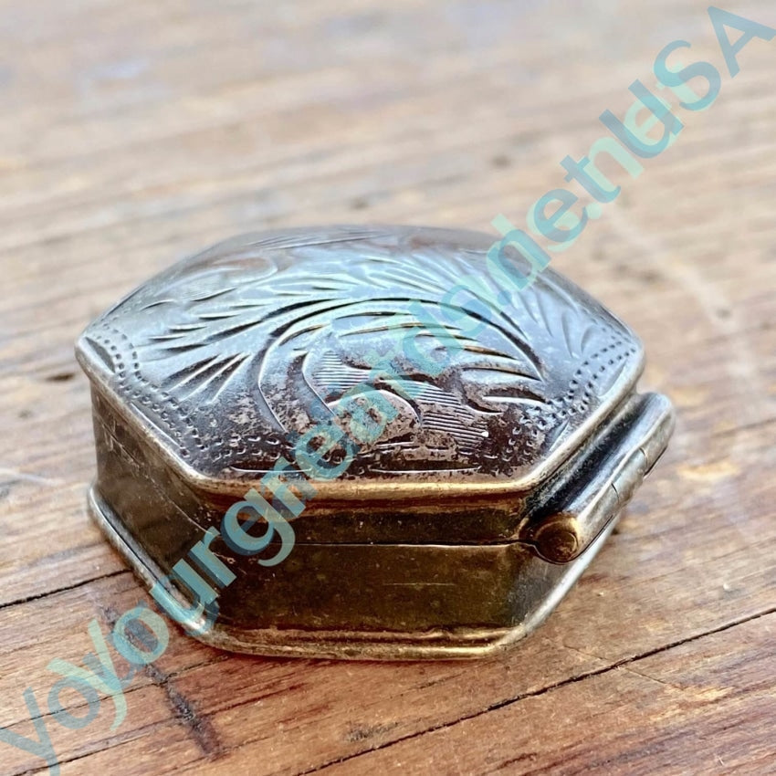 Antique Solid Sterling Silver Etch Decorated Pill Box Yourgreatfinds