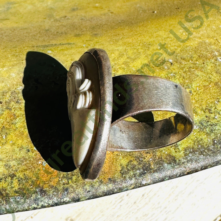 Antique Sterling Silver Carved Shell Cameo Ring 6 Ring