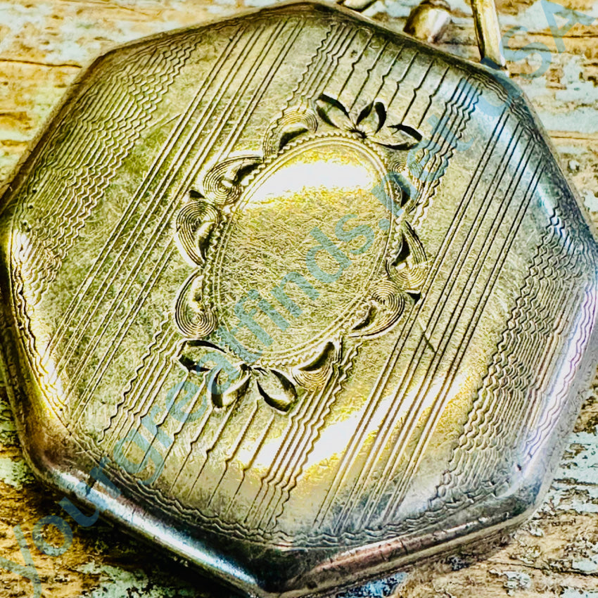 Antique Sterling Silver Engraved Locket Pendant
