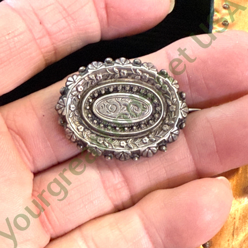 Antique Sterling Silver Floral Themed Pin Brooch Pin / Brooch