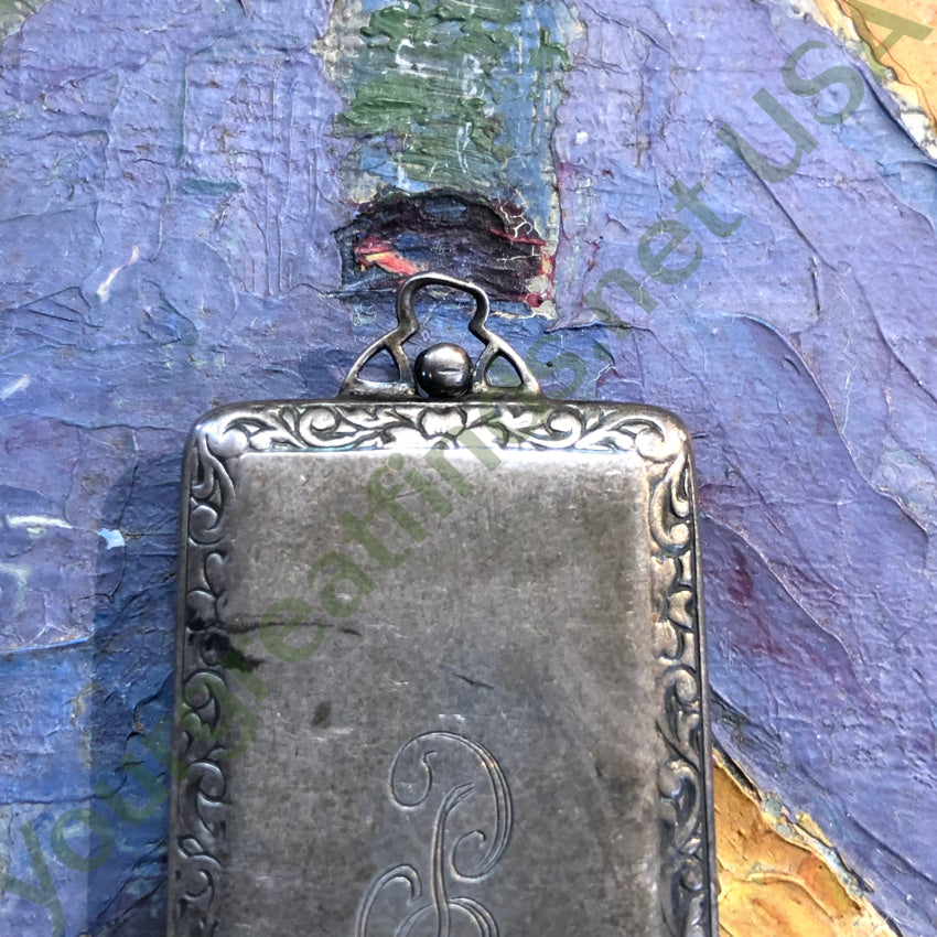 Antique Sterling Silver ’Hello Bill’ Calling Card Case Pendant Pendant