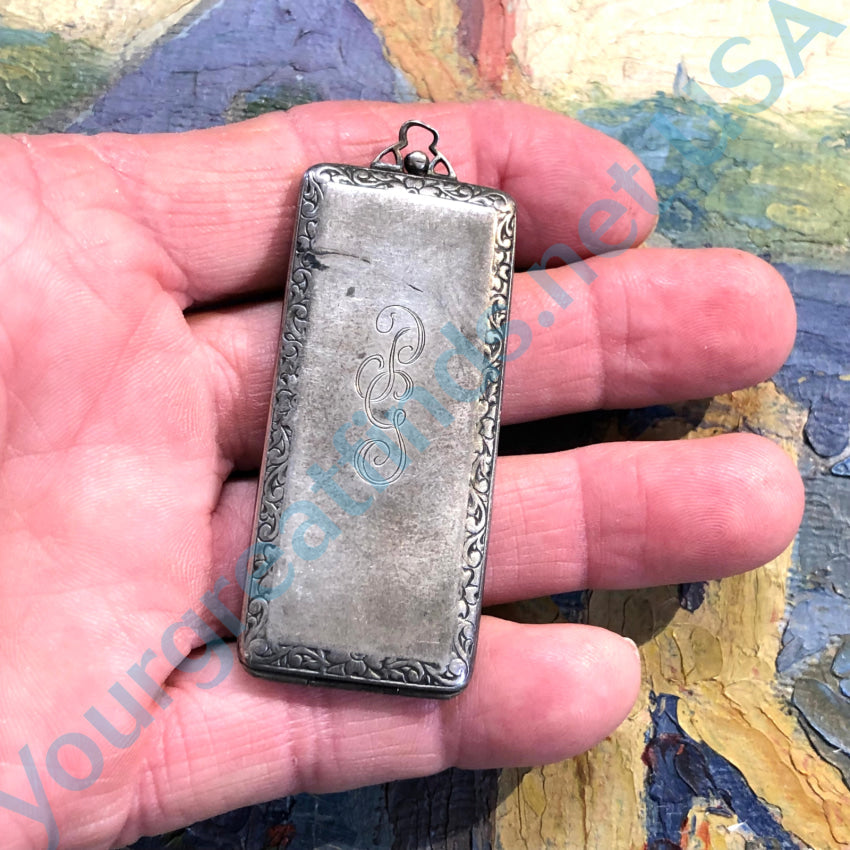 Antique Sterling Silver ’Hello Bill’ Calling Card Case Pendant Pendant