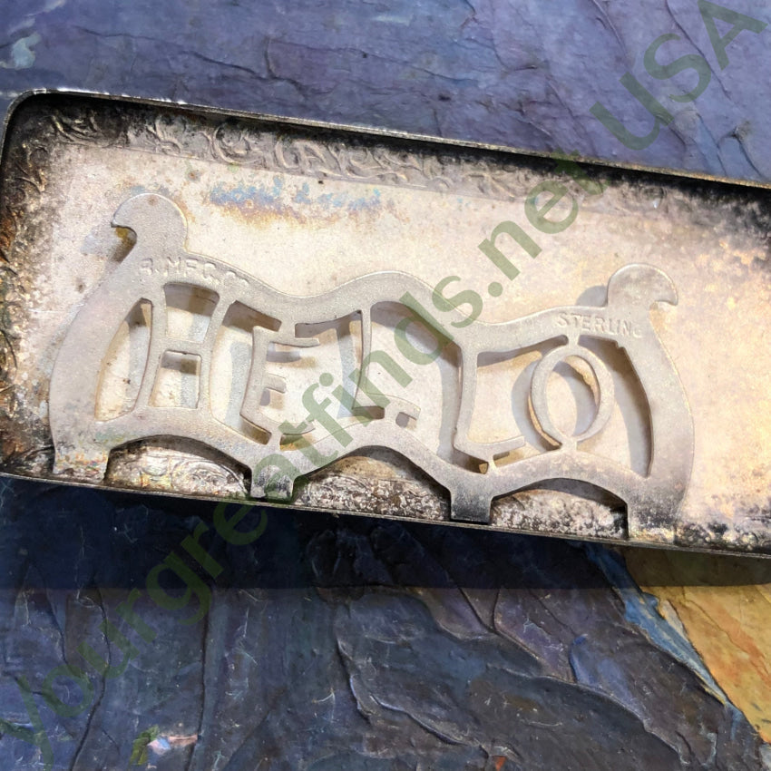 Antique Sterling Silver ’Hello Bill’ Calling Card Case Pendant Pendant