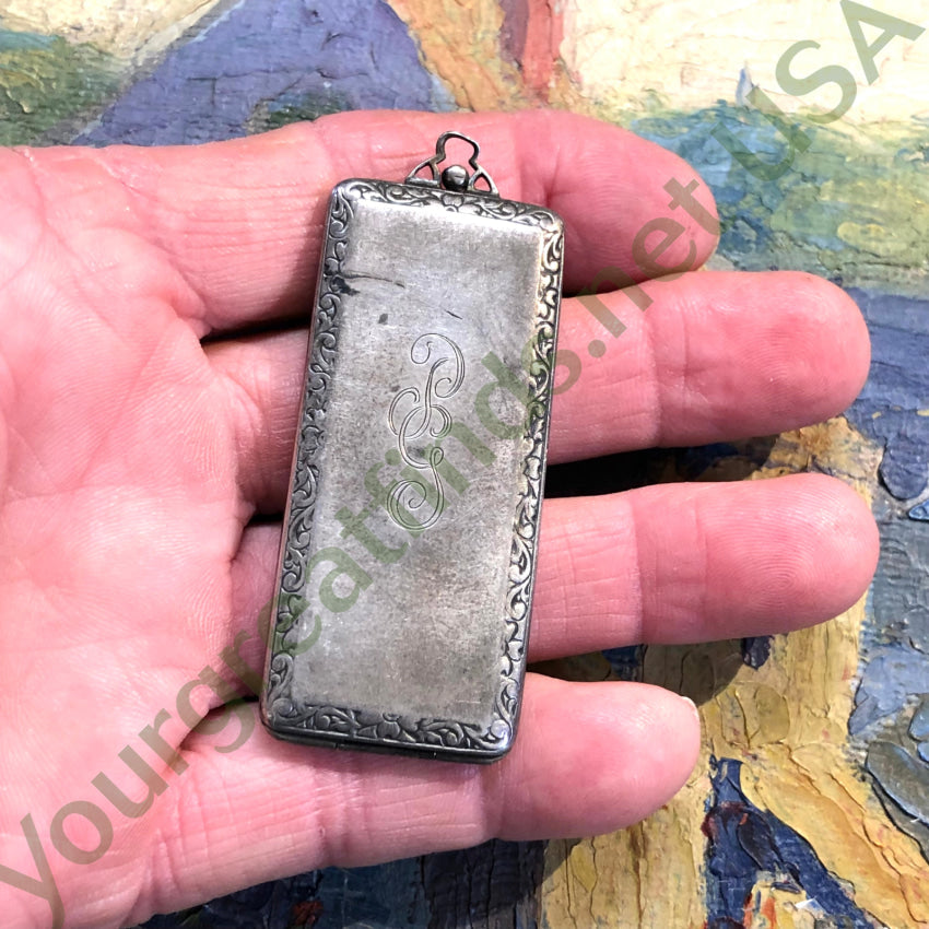 Antique Sterling Silver ’Hello Bill’ Calling Card Case Pendant Pendant