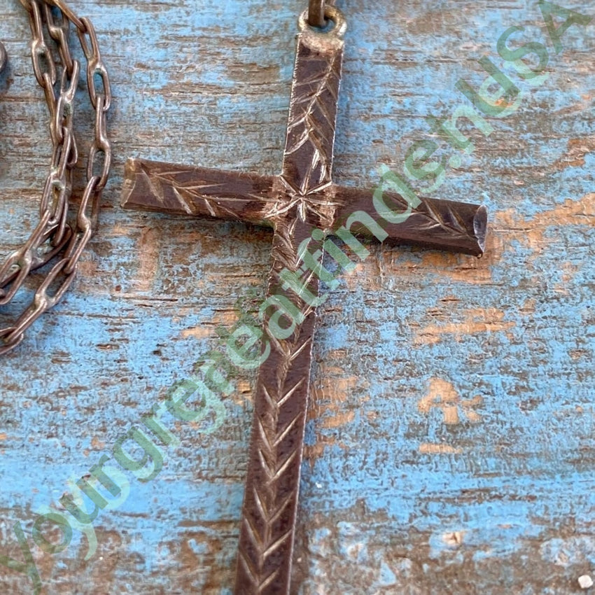 Antique Tarnished Sterling Silver Holy Cross Necklace Yourgreatfinds