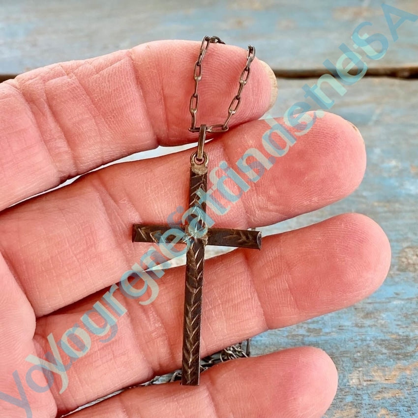 Antique Tarnished Sterling Silver Holy Cross Necklace Yourgreatfinds
