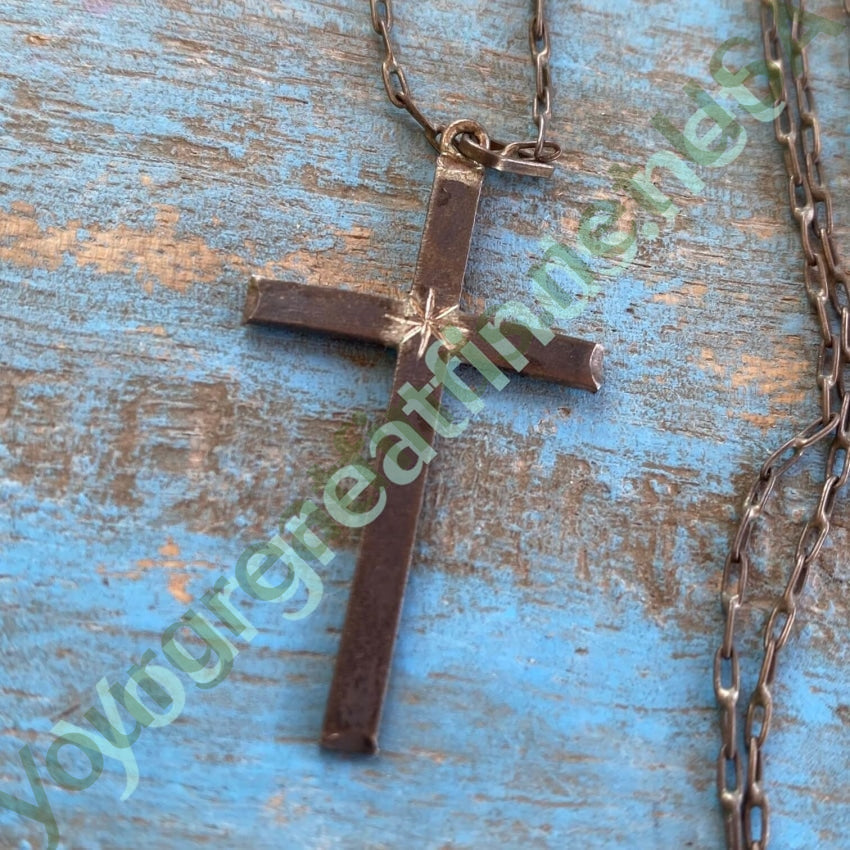 Antique Tarnished Sterling Silver Holy Cross Necklace Yourgreatfinds
