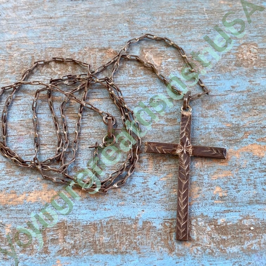 Antique Tarnished Sterling Silver Holy Cross Necklace Yourgreatfinds