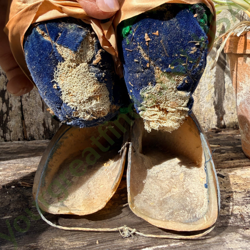 Antique Victorian Bovine Hoof and Silk Pincushion antique pincushion