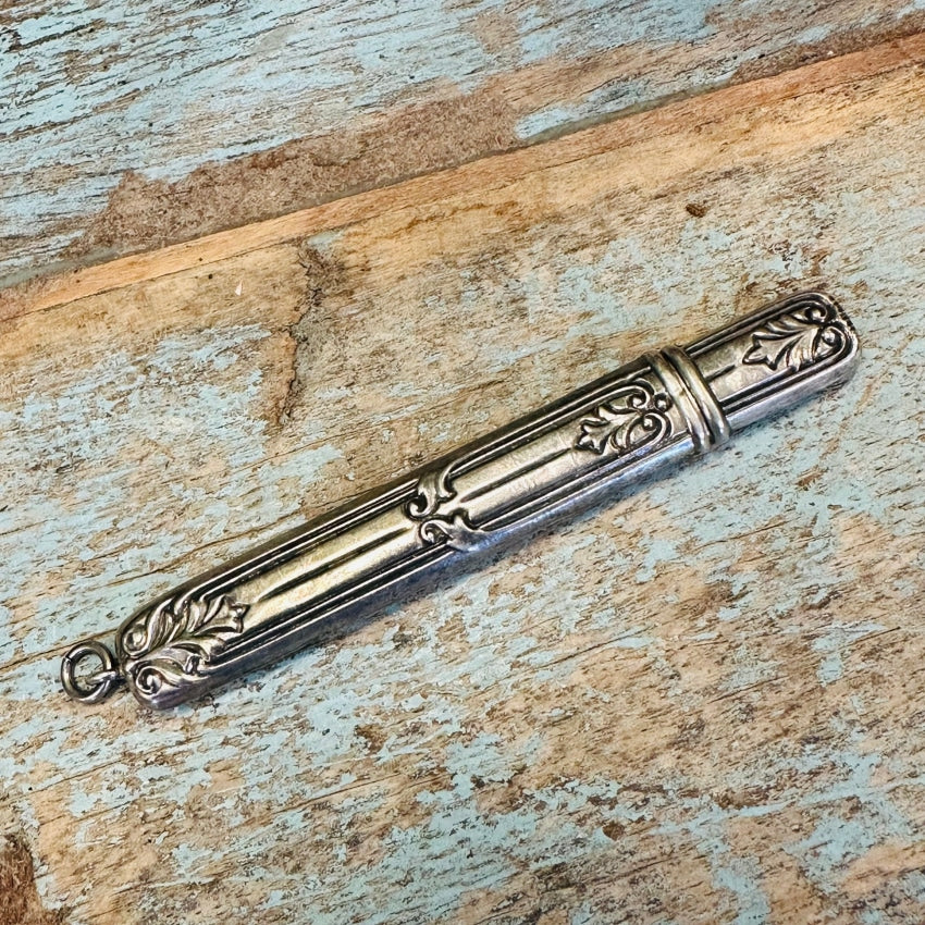 Antique Victorian Chatelaine Nail File With Lid Sterling Silver