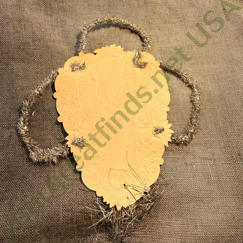 Antique Victorian Christmas Ornament Die-Cut Paper Angel Tinsel Germany christmas ornament