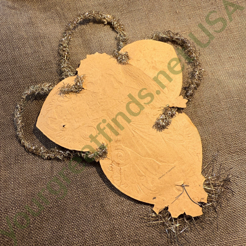 Antique Victorian Christmas Ornament Die-Cut Paper Angel Tinsel Germany christmas ornament