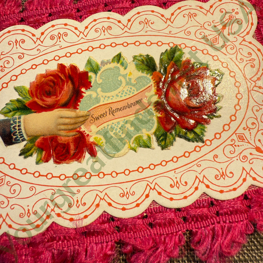 Antique Victorian Die-Cut Calling Card 2 Sides Silk Fringe (Copy)