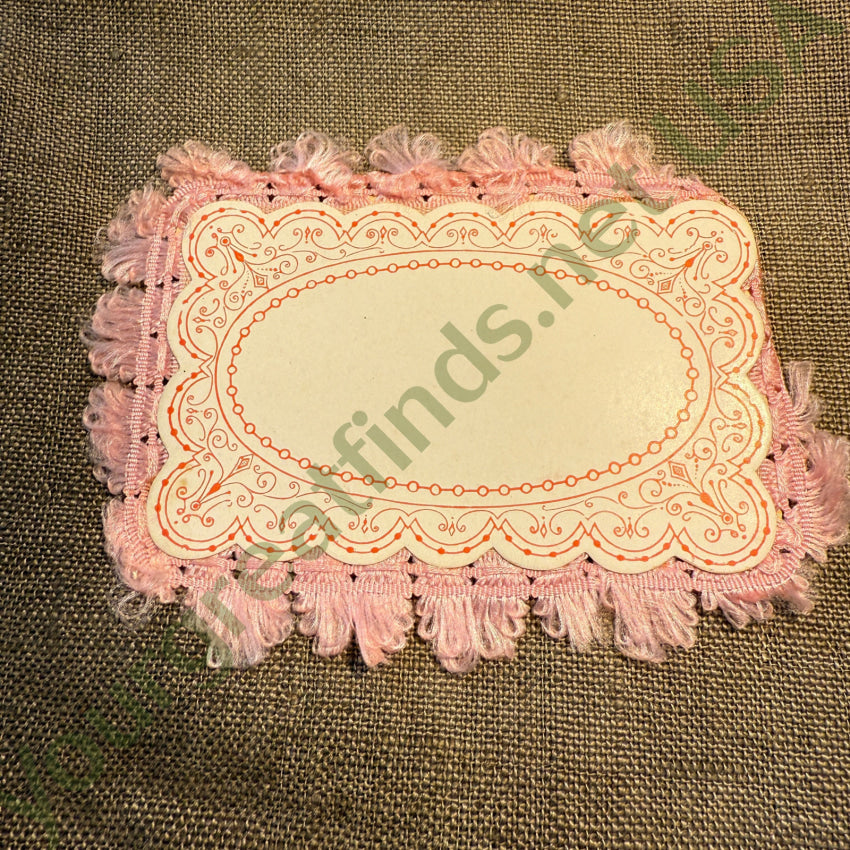 Antique Victorian Die-Cut Calling Card 2 Sides Silk Fringe