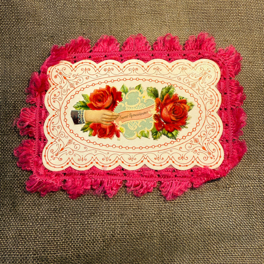 Antique Victorian Die-Cut Calling Card 2 Sides Silk Fringe (Copy)