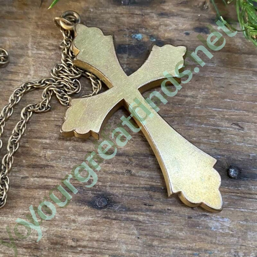 Antique Victorian Gold Filled Holy Cross Pendant and Chain Necklace Yourgreatfinds