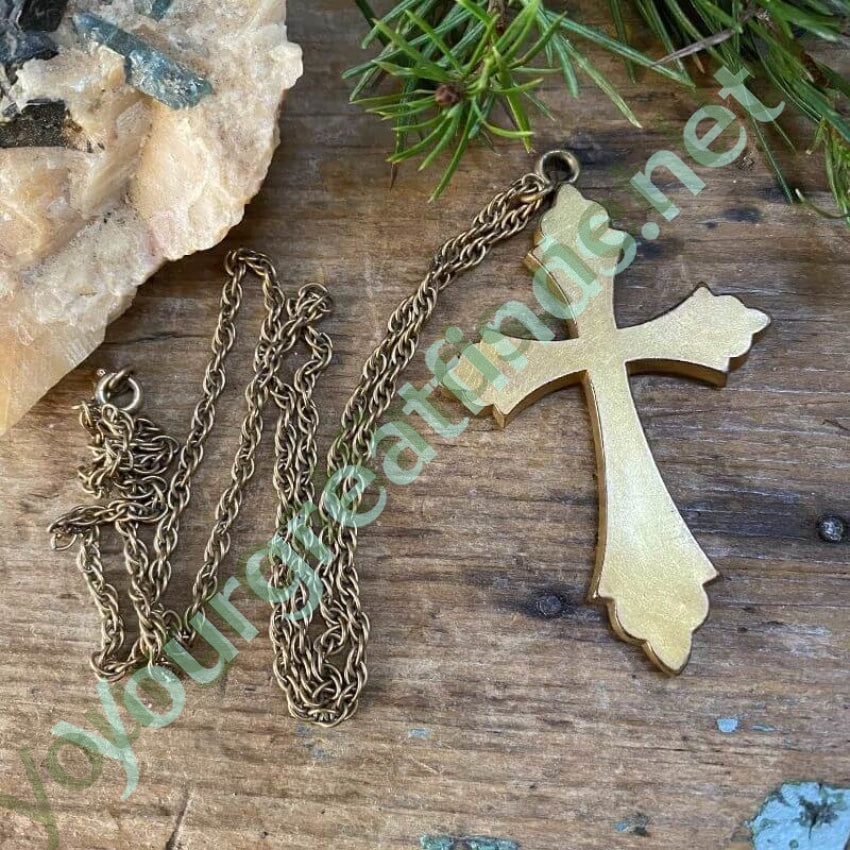 Antique Victorian Gold Filled Holy Cross Pendant and Chain Necklace Yourgreatfinds
